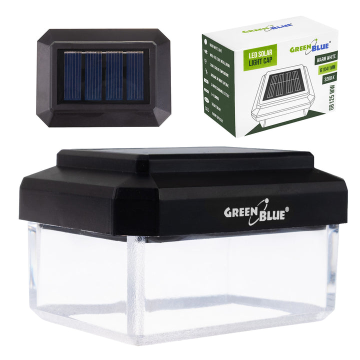 Lámpara LED solar para poste GreenBlue, 60 x 40 mm, cubierta en forma de sobre, 3200 K, GB125 WW