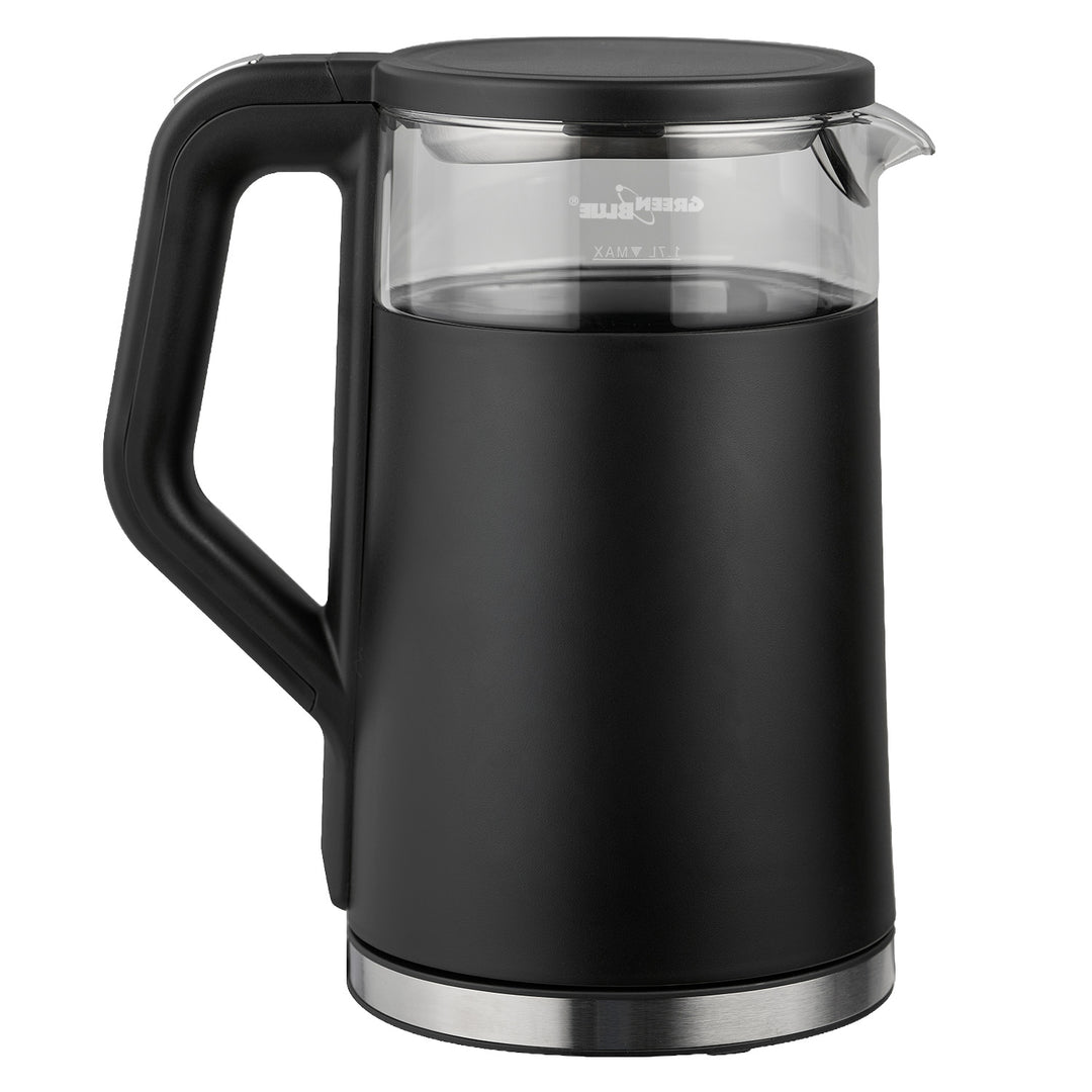 Hervidor eléctrico inalámbrico GreenBlue, capacidad de 1,7 l, depósito de agua de cristal, pantalla clara, selección de temperatura, 2200 W, GB670 B