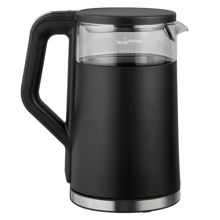 Hervidor eléctrico inalámbrico GreenBlue, capacidad de 1,7 l, depósito de agua de cristal, pantalla clara, selección de temperatura, 2200 W, GB670 B