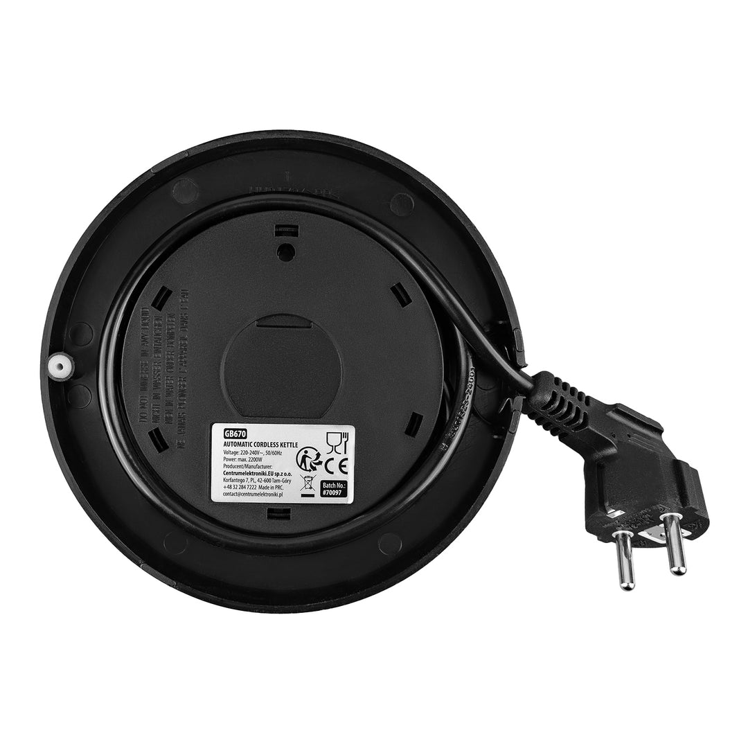 Hervidor eléctrico inalámbrico GreenBlue, capacidad de 1,7 l, depósito de agua de cristal, pantalla clara, selección de temperatura, 2200 W, GB670 B