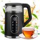 Hervidor eléctrico inalámbrico GreenBlue, capacidad de 1,7 l, depósito de agua de cristal, pantalla clara, selección de temperatura, 2200 W, GB670 B