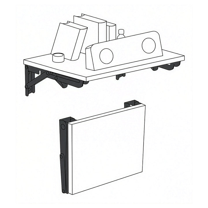 Soporte plegable para estantería de pared Maclean, mín. 300 mm, máx. 600 mm, máx. 50 kg, 2 unidades, MC-195