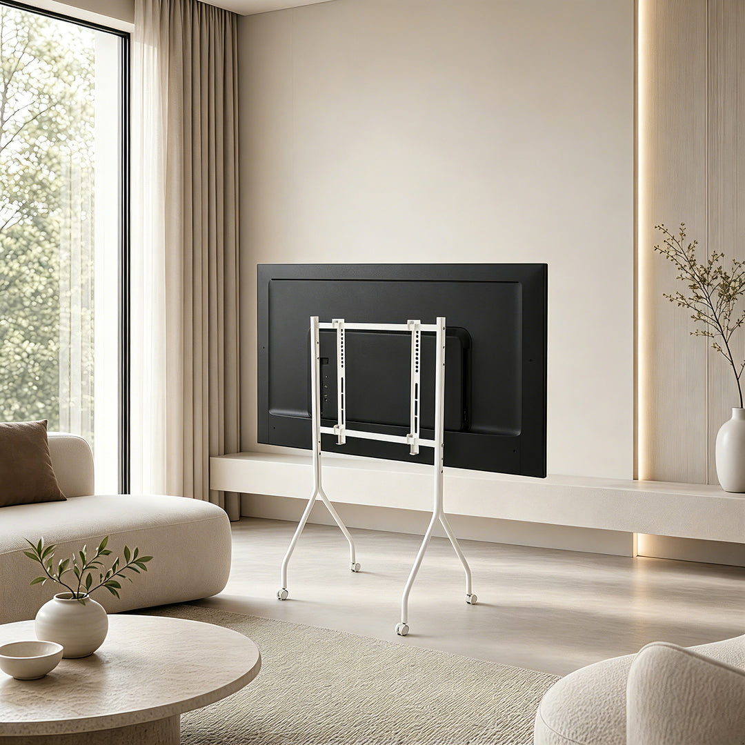 Soporte / carrito para TV Maclean, con ruedas, 37-80", carga máxima 50 kg, VESA máximo 600x400, blanco, MC-180 W