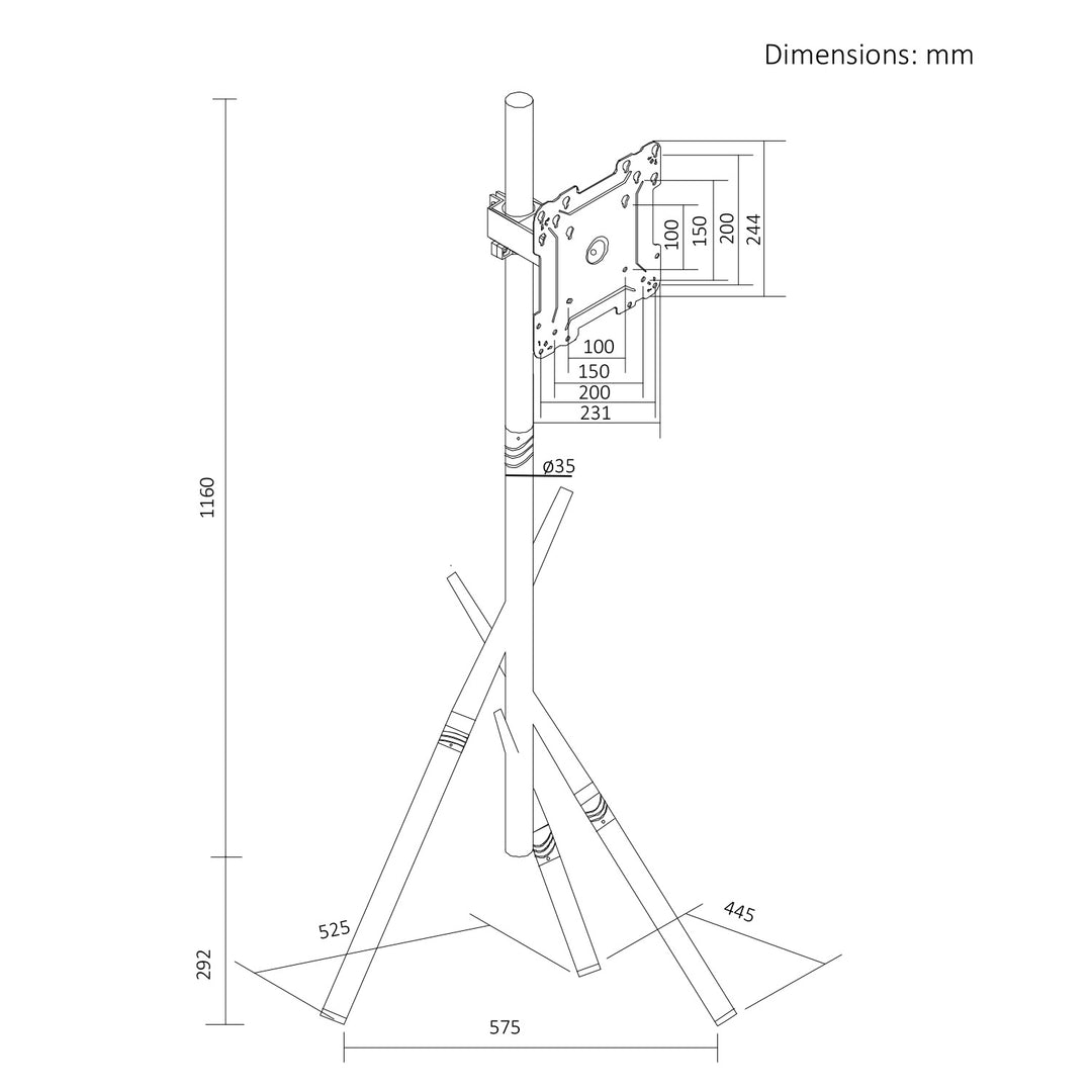 Soporte de suelo para televisor Maclean, 27-55", VESA máx. 200x200, máx. 60 kg, MC-181 B