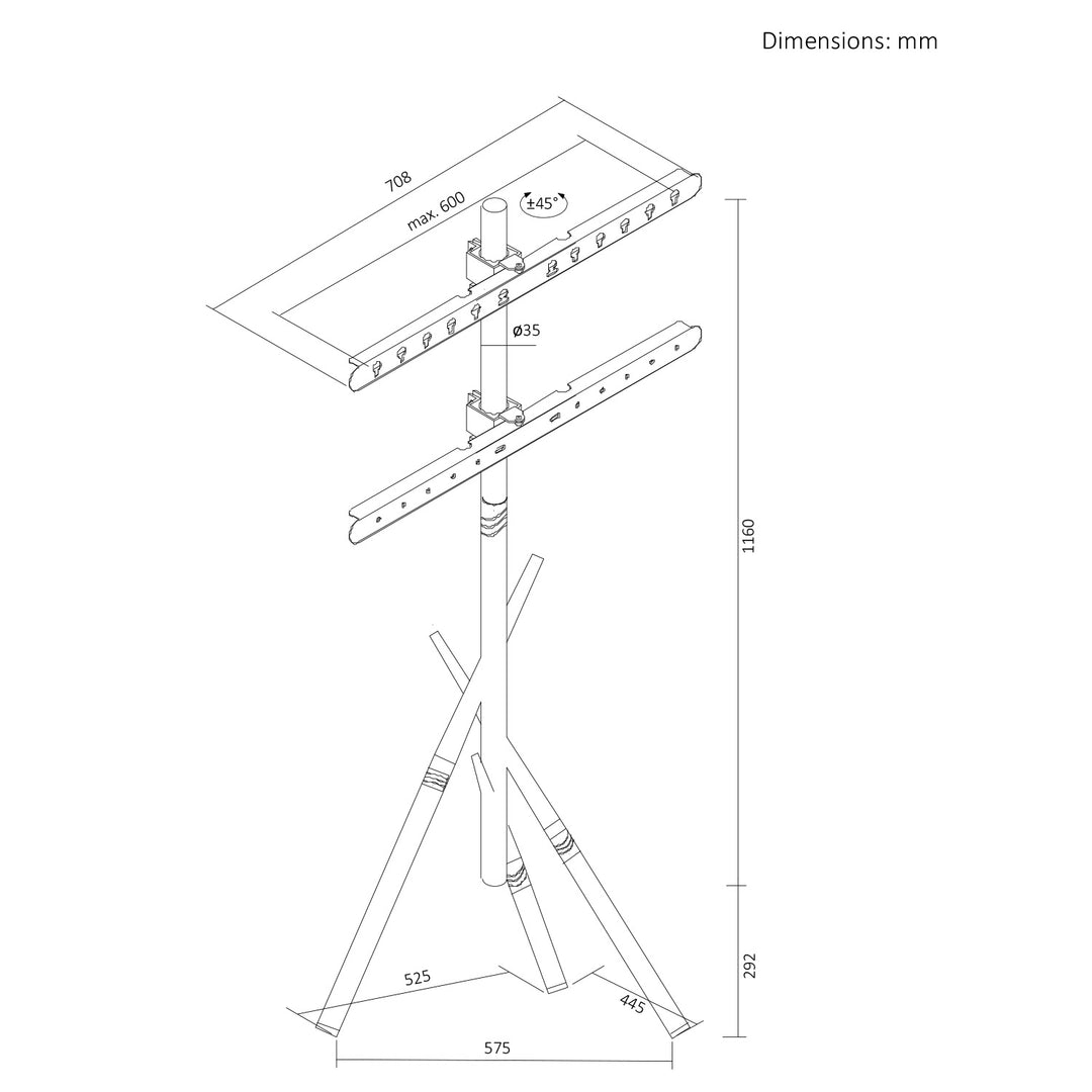Soporte de suelo para televisor Maclean, 37-80", VESA máx. 600x400, máx. 60 kg, MC-182 B