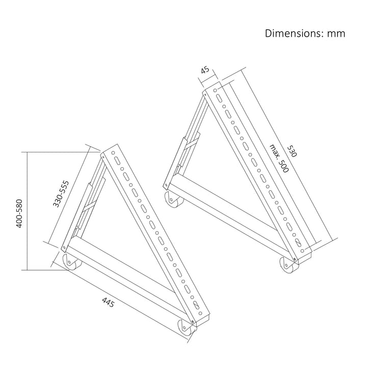 Carrito / soporte de suelo para TV Maclean, 37-80", VESA máx. 800x400, máx. 75 kg, móvil, bloqueo de ruedas, MC-183
