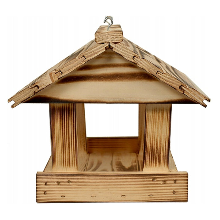 Comedero para pájaros Woodok, madera de abeto, cocido, ganchos resistentes + alpiste 1kg