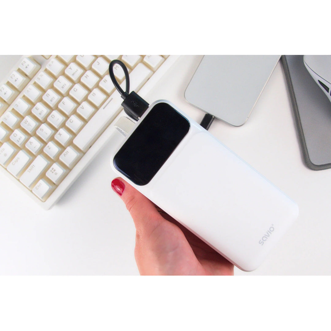 Powerbank SAVIO, 2 puertos USB, 1 puerto USB-C, carga rápida, Power Delivery, SAVBA-11