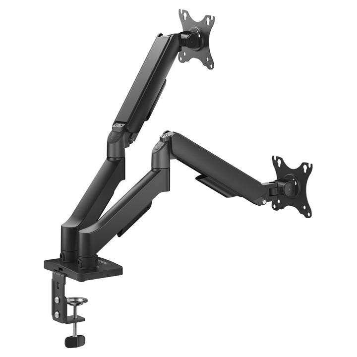 Soporte de escritorio para monitor doble Savio, 17-32'', 9 kg de carga por monitor, VESA, mecanismo de resorte, negro, SAVUM-04