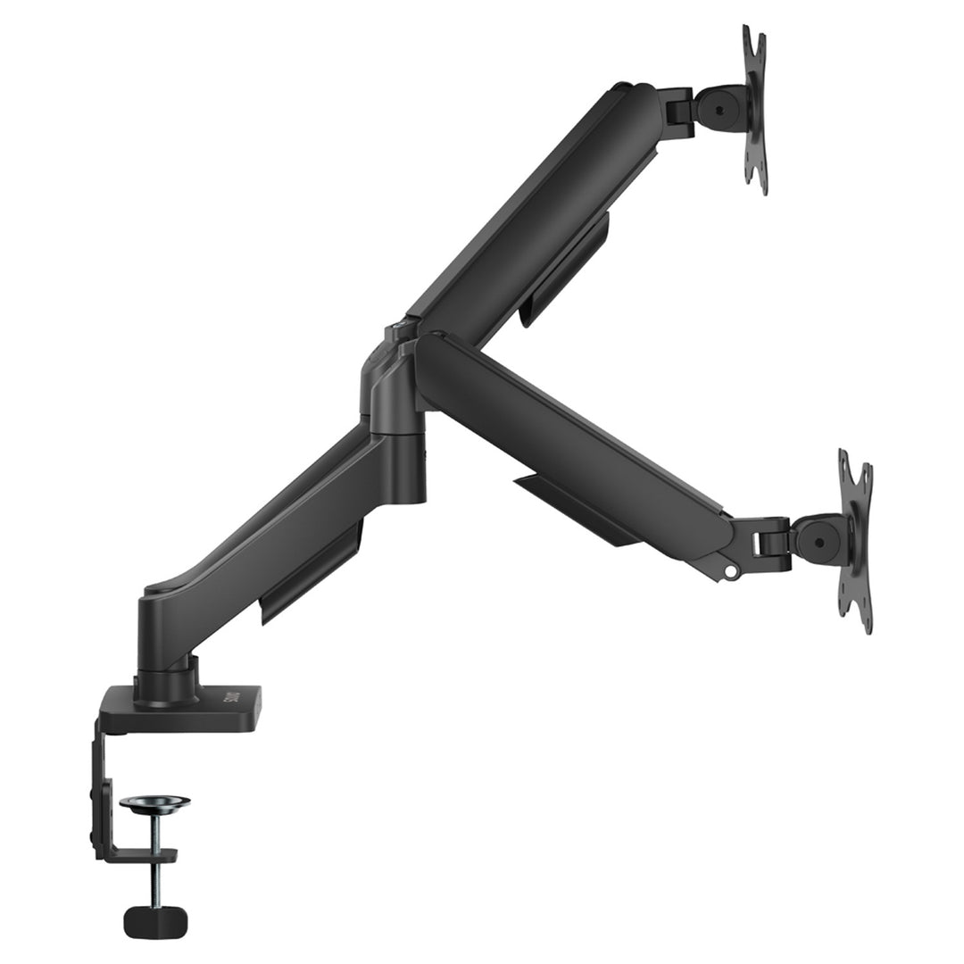 Soporte de escritorio para monitor doble Savio, 17-32'', 9 kg de carga por monitor, VESA, mecanismo de resorte, negro, SAVUM-04