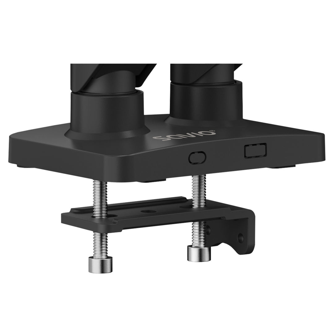 Soporte de escritorio para monitor doble Savio, 17-32'', 9 kg de carga por monitor, VESA, mecanismo de resorte, negro, SAVUM-04
