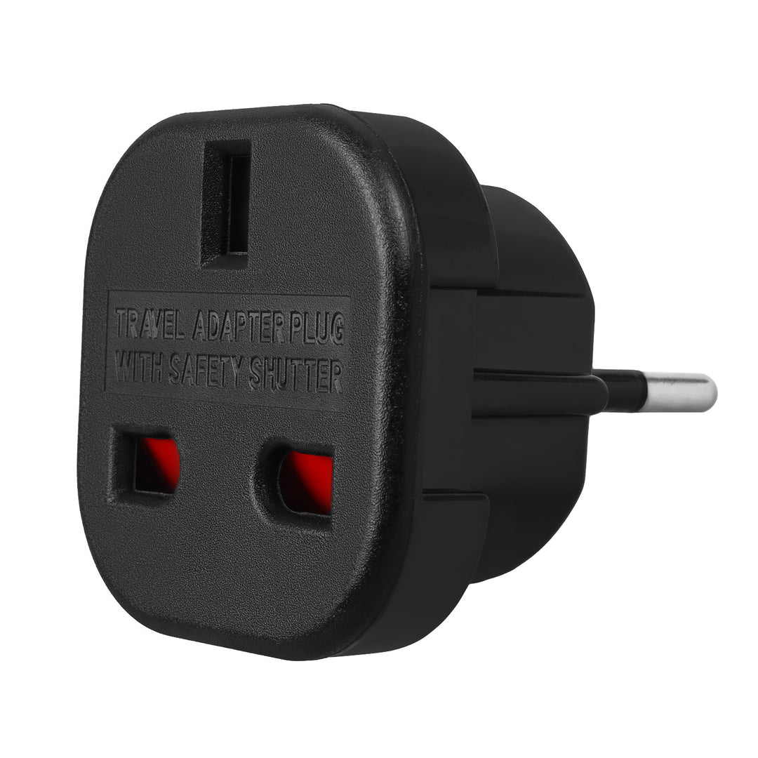 Adaptador Maclean de enchufe del Reino Unido a enchufe de la UE, negro, MCE72, 2 piezas