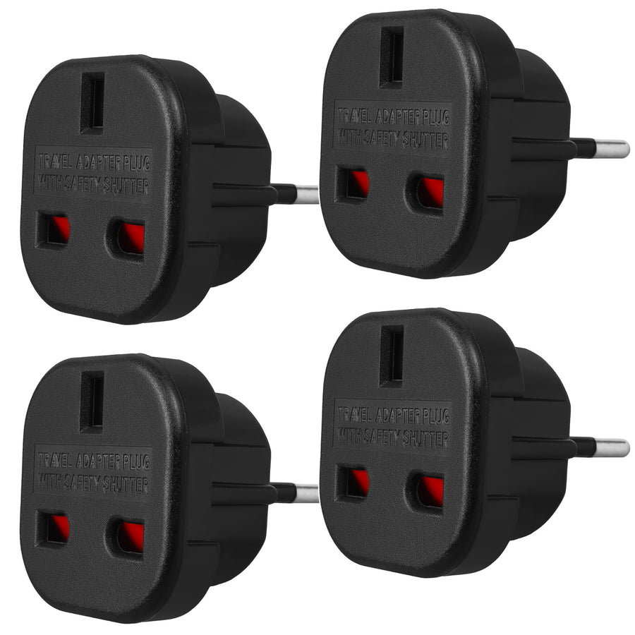Adaptador Maclean de enchufe del Reino Unido a enchufe de la UE, negro, MCE72, 4 piezas