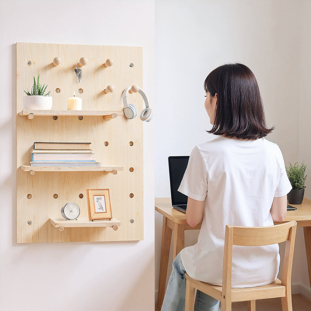 Organizador de madera para pizarra blanca Maclean, color madera clara, 40x60cm, max. 20kg, MC-130 WD, 2 piezas