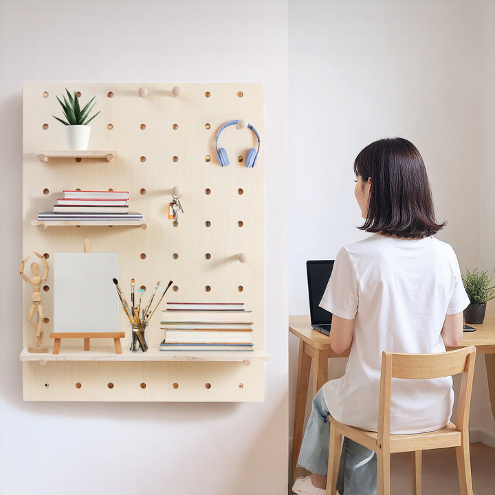 Organizador de madera para pizarra blanca Maclean, color madera clara, 60x80 cm, máx. 20 kg, MC-131 WD, 2 piezas