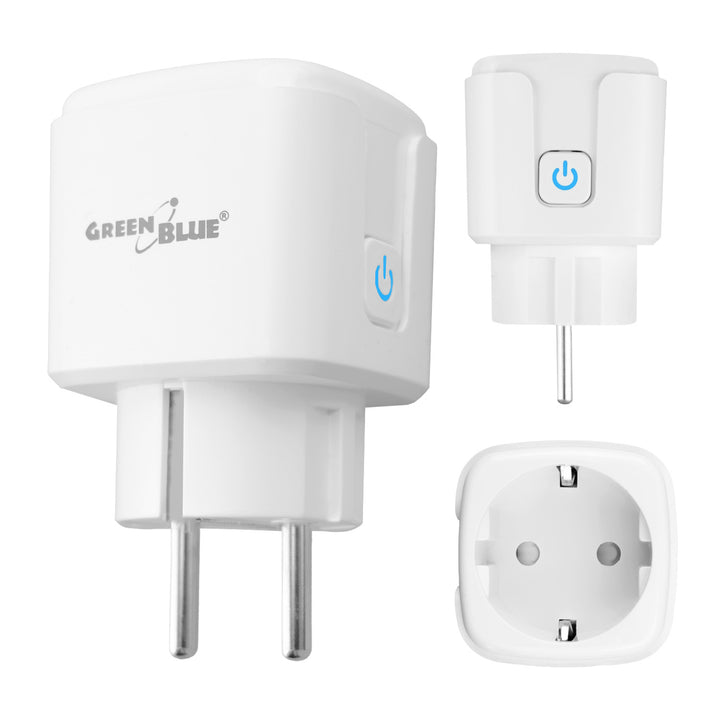 Enchufe WiFi GreenBlue con control remoto, compatible con Android/iOS/Alexa/Google Home, temporizador, medidor de potencia, máx. 16 A/3840 W, GB735 W