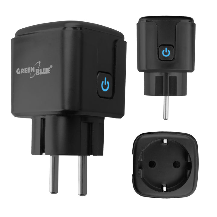 Toma de corriente WiFi GreenBlue con control remoto, compatible con Android/iOS/Alexa/Google Home, temporizador, medidor de potencia, máx. 16 A/3840 W, GB735 B