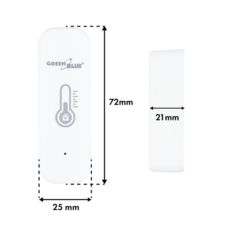 Sensor de temperatura y humedad WiFi GreenBlue, compatible con Android/iOS/Alexa/Google Home, 3,0 V CC, LR03 x 2, GB737