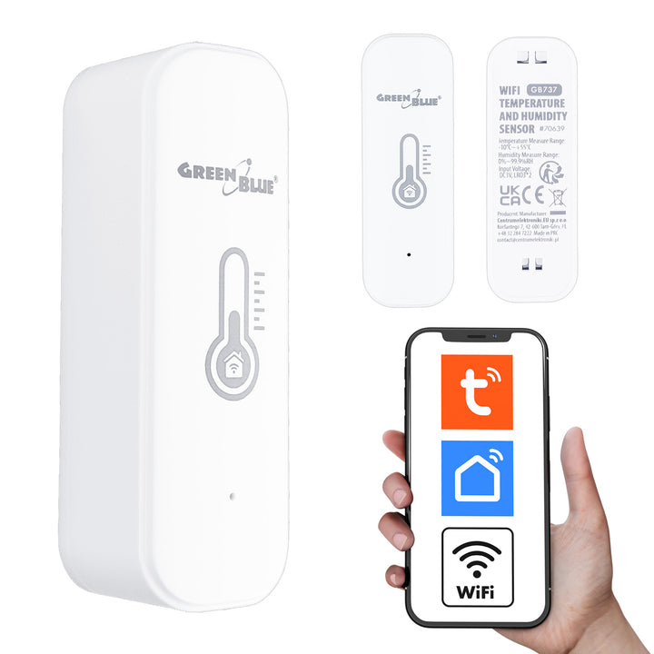 Sensor de temperatura y humedad WiFi GreenBlue, compatible con Android/iOS/Alexa/Google Home, 3,0 V CC, LR03 x 2, GB737