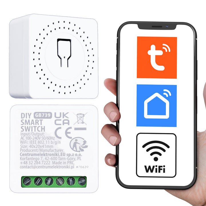 Relé WiFi empotrable GreenBlue, compatible con Android/iOS/Alexa/Google Home, 100-240 V CA, 50/60 Hz, máx. 16 A, para LED de 150 W, GB739