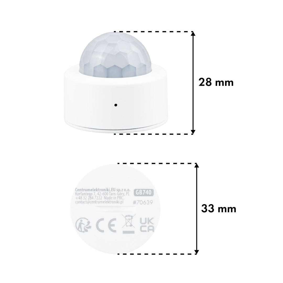 Sensor de movimiento inalámbrico Zigbee Tuya GreenBlue, Android/iOS, CR2450 DC 3,0 V, ángulo de detección de 120° / hasta 8 m, GB740