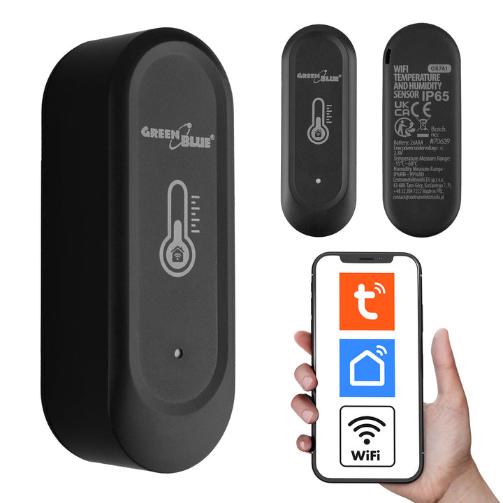 Sensor externo de temperatura y humedad WiFi GreenBlue, Android/iOS, 3,0 V CC, LR03x2, IP65, GB741