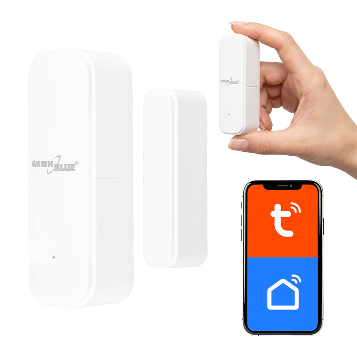 Contactor inalámbrico / sensor de apertura WiFi GreenBlue, Android/iOS, para puertas / ventanas, 3,0 V CC, LR03x2, GB479 W