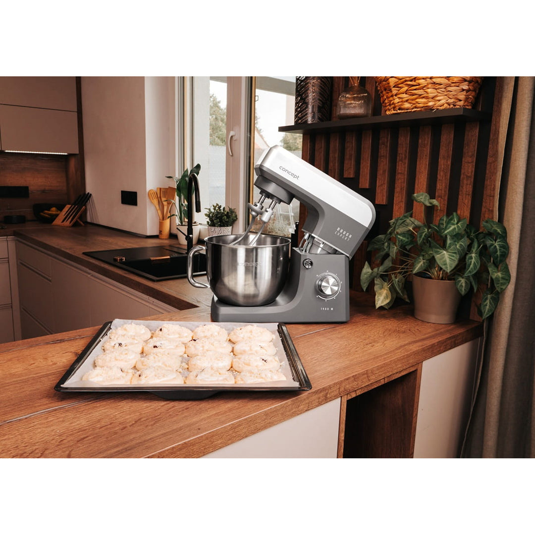 Bátidora planetaria Concept Dough Expert, potencia de 1900 W, gancho doble, función de calentamiento del bol, 6 velocidades diferentes, RM6010