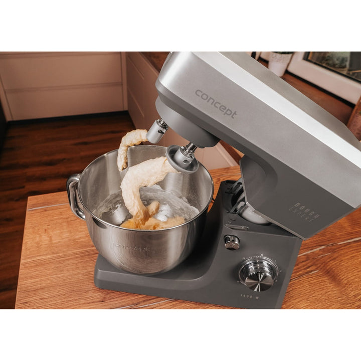 Bátidora planetaria Concept Dough Expert, potencia de 1900 W, gancho doble, función de calentamiento del bol, 6 velocidades diferentes, RM6010