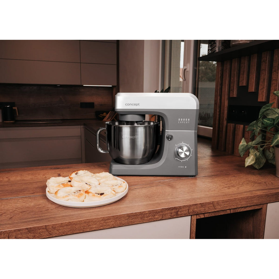 Bátidora planetaria Concept Dough Expert, potencia de 1900 W, gancho doble, función de calentamiento del bol, 6 velocidades diferentes, RM6010