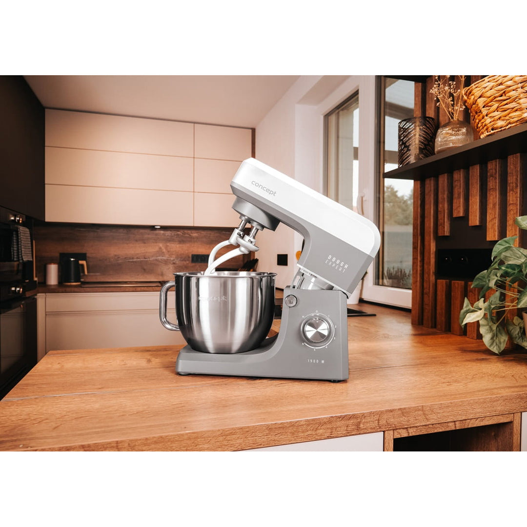Bátidora planetaria Concept Dough Expert, potencia de 1900 W, gancho doble, función de calentamiento del bol, 6 velocidades diferentes, RM6010