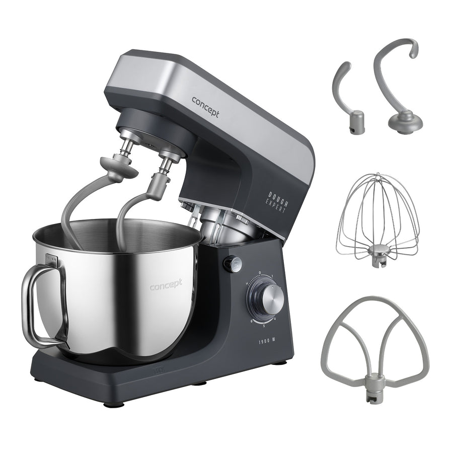 Bátidora planetaria Concept Dough Expert, potencia de 1900 W, gancho doble, función de calentamiento del bol, 6 velocidades diferentes, RM6010