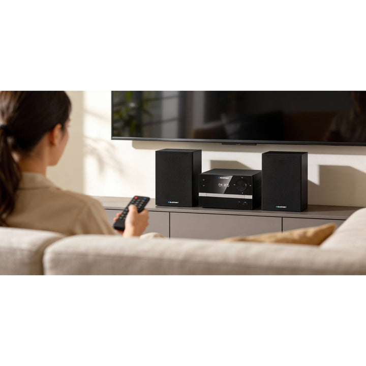 Microtorre Blaupunkt, Bluetooth, radio FM, potencia 20 W RMS, reloj con función de alarma, CD/MP3/USB/AUX, MS9BT