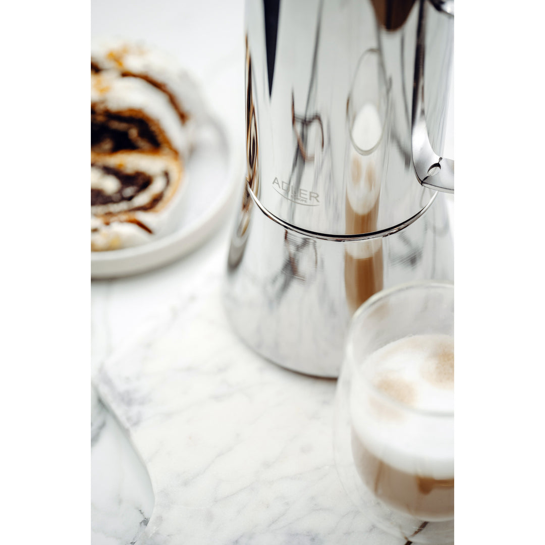 Cafetera Adler, cafetera espresso, capacidad 620 ml, color acero plateado, AD 4417