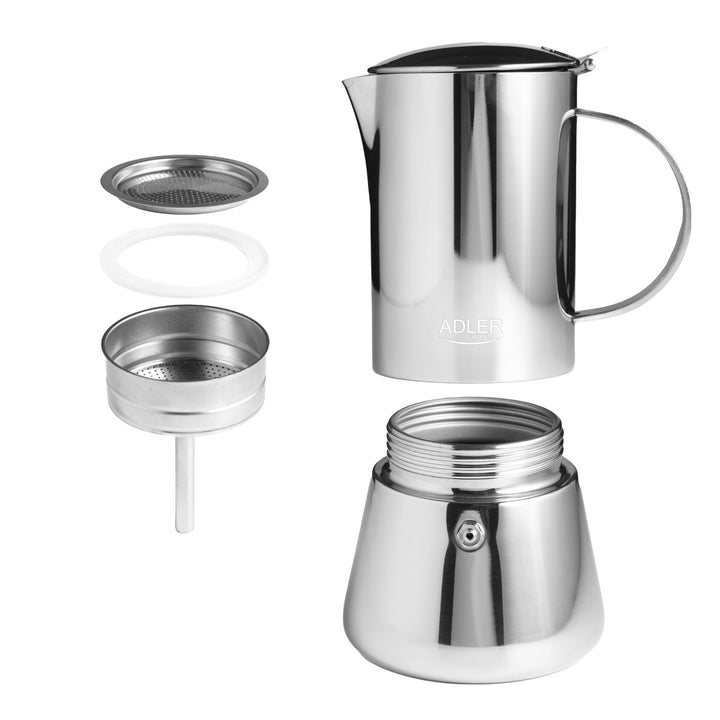 Cafetera Adler, cafetera espresso, capacidad 620 ml, color acero plateado, AD 4417