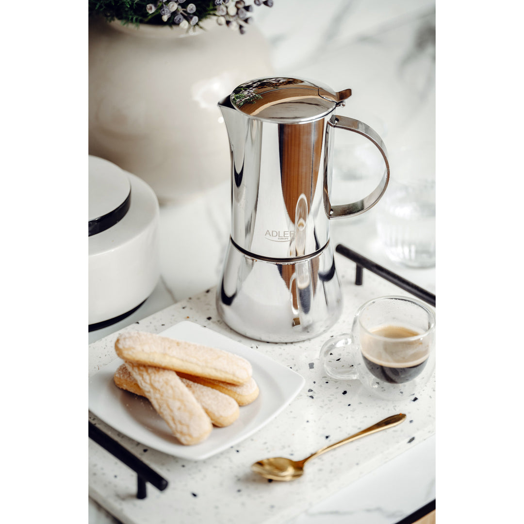 Cafetera Adler, cafetera espresso, capacidad 620 ml, color acero plateado, AD 4417