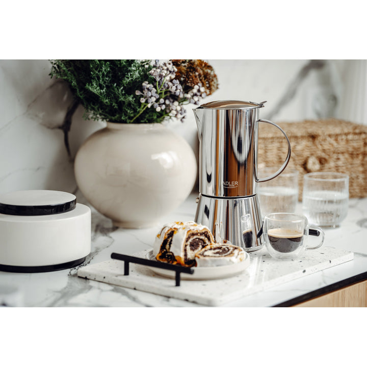 Cafetera Adler, cafetera espresso, capacidad 620 ml, color acero plateado, AD 4417