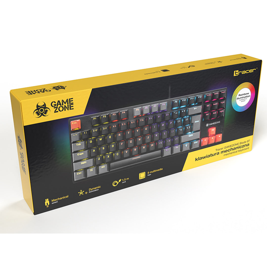 Teclado mecánico Tracer, retroiluminación multicolor, GAMEZONE Blade 87