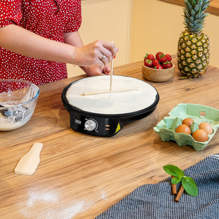 Crepera Teesa, sartén eléctrica para crepes, diámetro de la placa 30 cm, potencia 1200 W, TSA3235