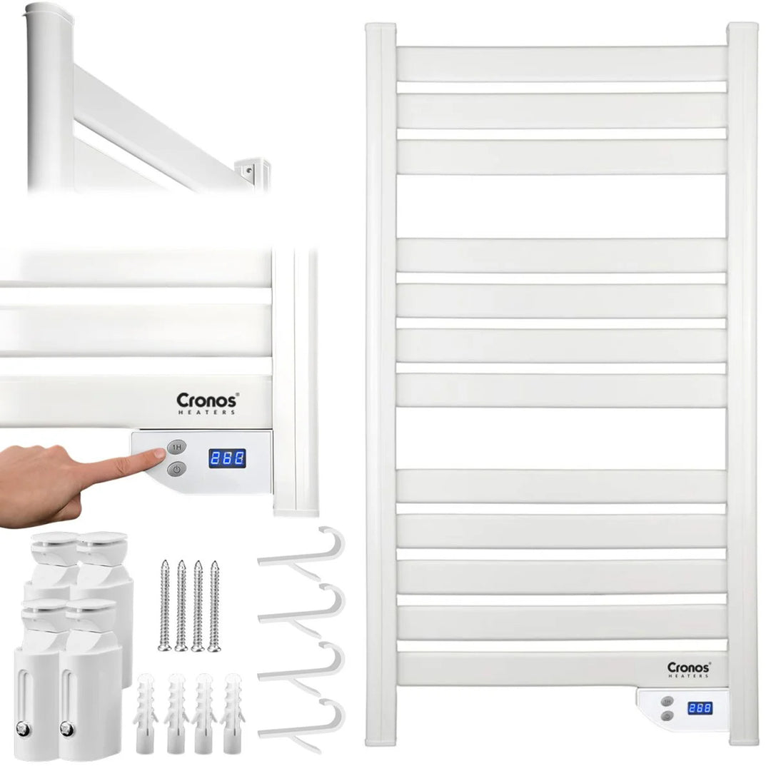 Radiador eléctrico de baño Cronos, potencia 500 W, calienta habitaciones de hasta 6 m², pantalla LCD, función AUTO, TIMER y detección de ventana abierta, TW-500