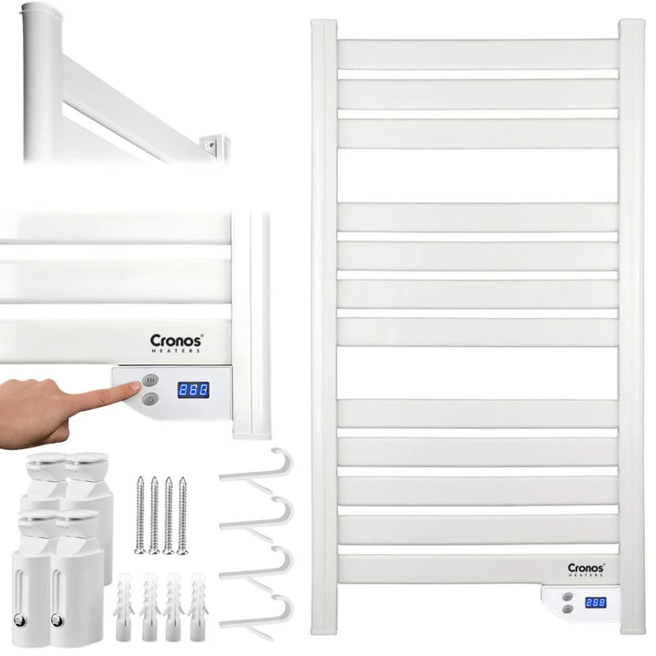 Radiador eléctrico de baño Cronos, potencia 500 W, calienta habitaciones de hasta 6 m², pantalla LCD, función AUTO, TIMER y detección de ventana abierta, TW-500