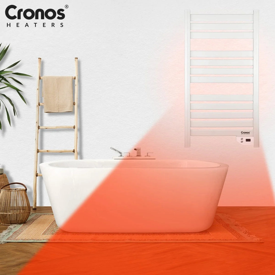 Radiador eléctrico de baño Cronos, potencia 500 W, calienta habitaciones de hasta 6 m², pantalla LCD, función AUTO, TIMER y detección de ventana abierta, TW-500