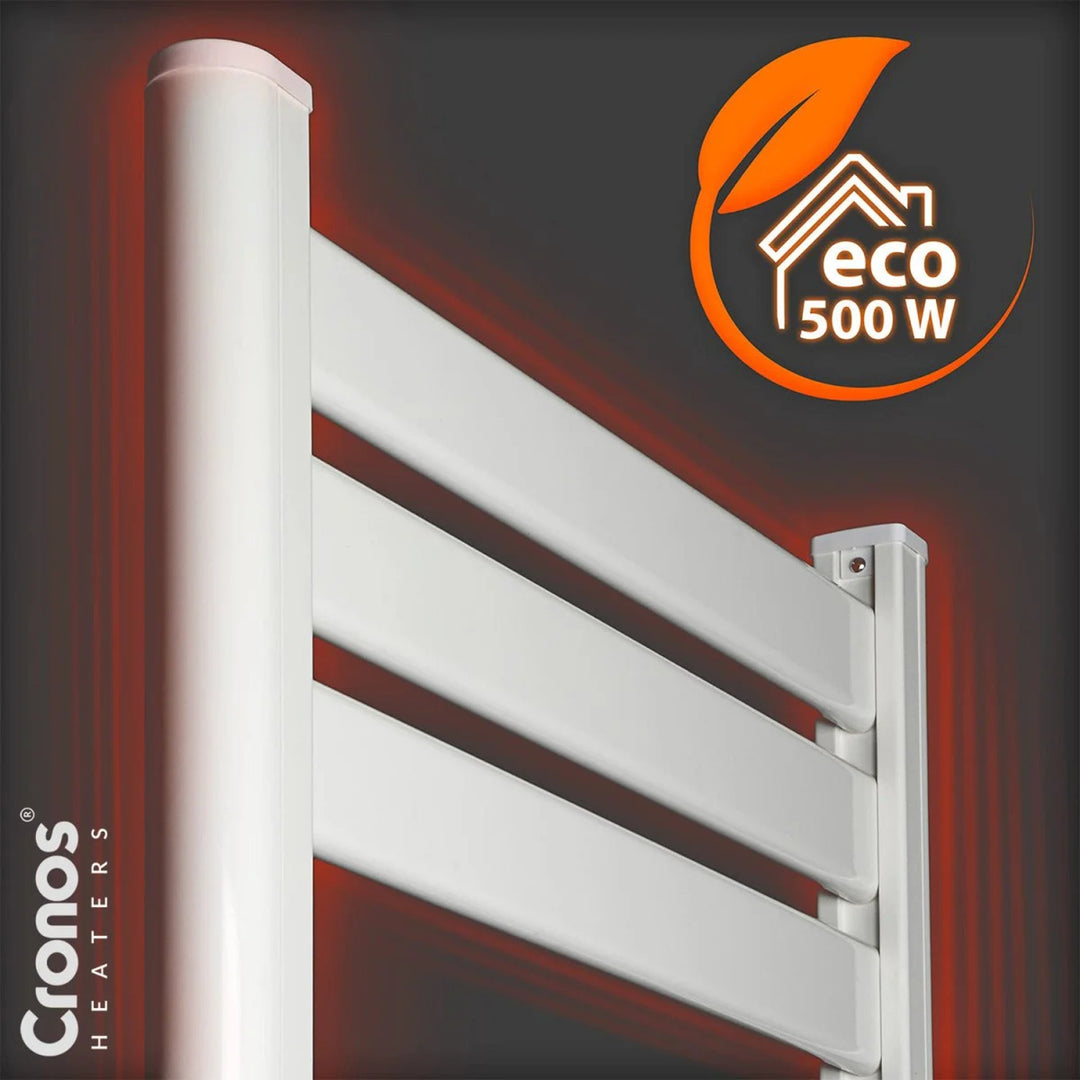 Radiador eléctrico de baño Cronos, potencia 500 W, calienta habitaciones de hasta 6 m², pantalla LCD, función AUTO, TIMER y detección de ventana abierta, TW-500