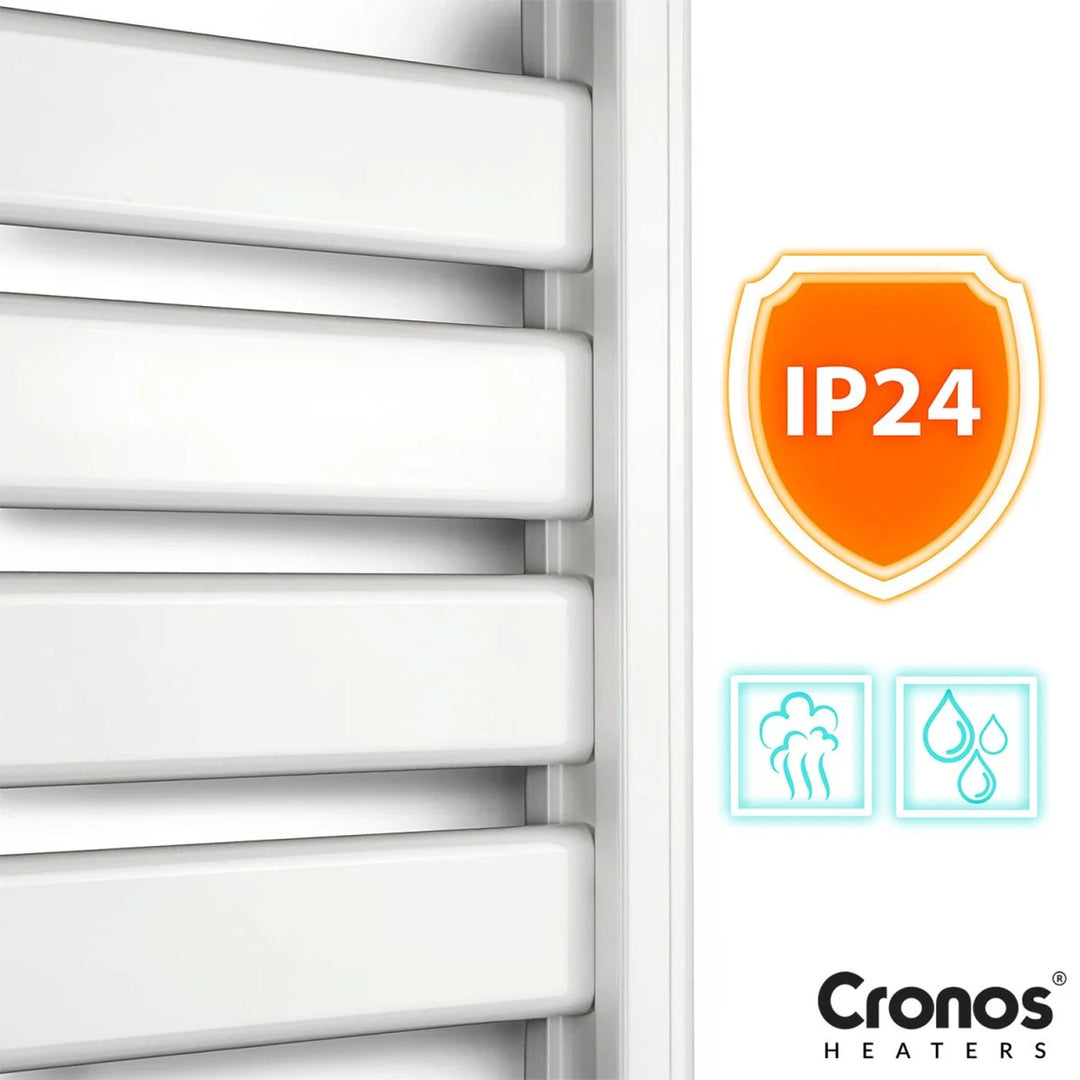 Radiador eléctrico de baño Cronos, potencia 500 W, calienta habitaciones de hasta 6 m², pantalla LCD, función AUTO, TIMER y detección de ventana abierta, TW-500
