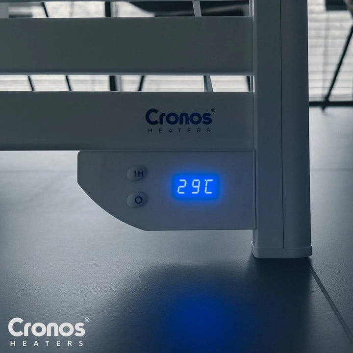 Radiador eléctrico de baño Cronos, potencia 500 W, calienta habitaciones de hasta 6 m², pantalla LCD, función AUTO, TIMER y detección de ventana abierta, TW-500