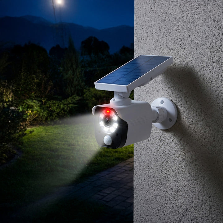 Cámara solar falsa, LED parpadeante, sensor de movimiento, iluminación LED, pegatina gratis, SOL1800S, 4 unidades