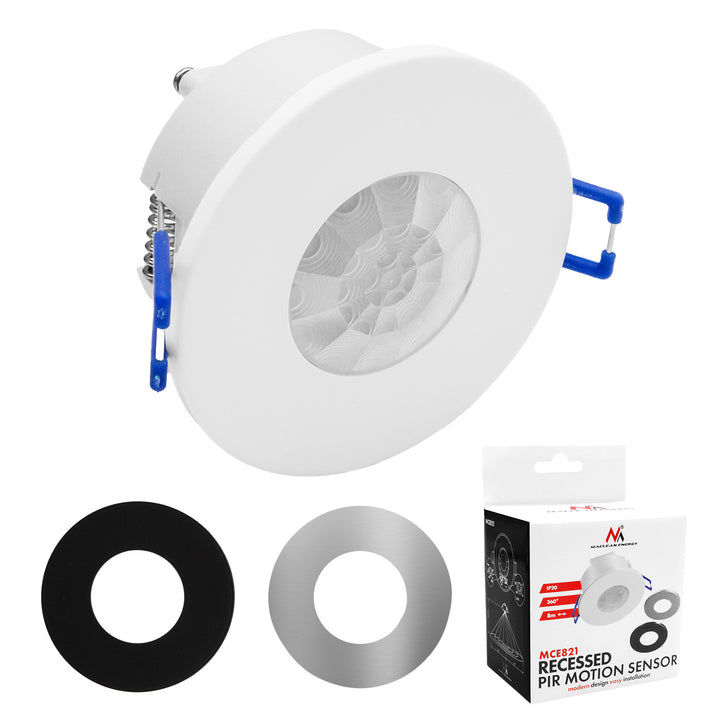Sensor de movimiento PIR Maclean, empotrable, alcance de 8 m, 600 W/1200 W, 220-240 V CA, 50/60 Hz, MCE821