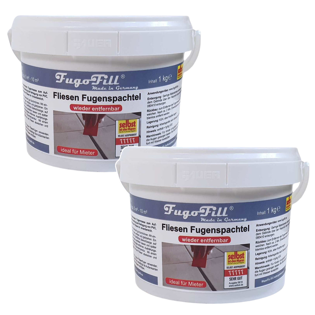 Masilla removible para juntas de baldosas FugoFill, 2 x 1 kg, gris