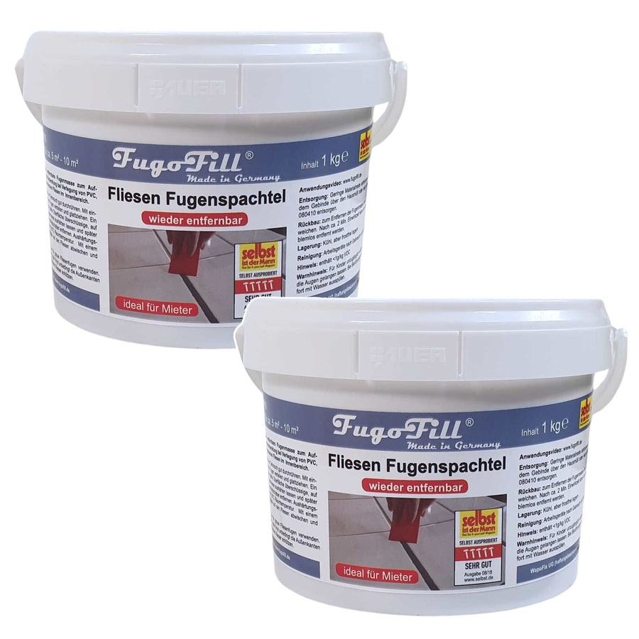 Masilla removible para juntas de baldosas FugoFill, 2 x 1 kg, gris