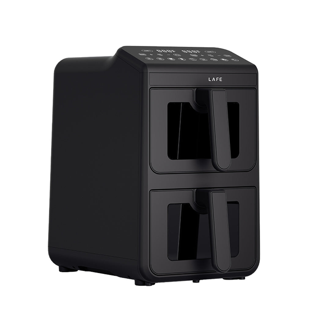 Freidora sin aceite LAFE, freidora de aire, 2 compartimentos de 5 l, potencia de 2460 W, pantalla LCD, Dual Fry